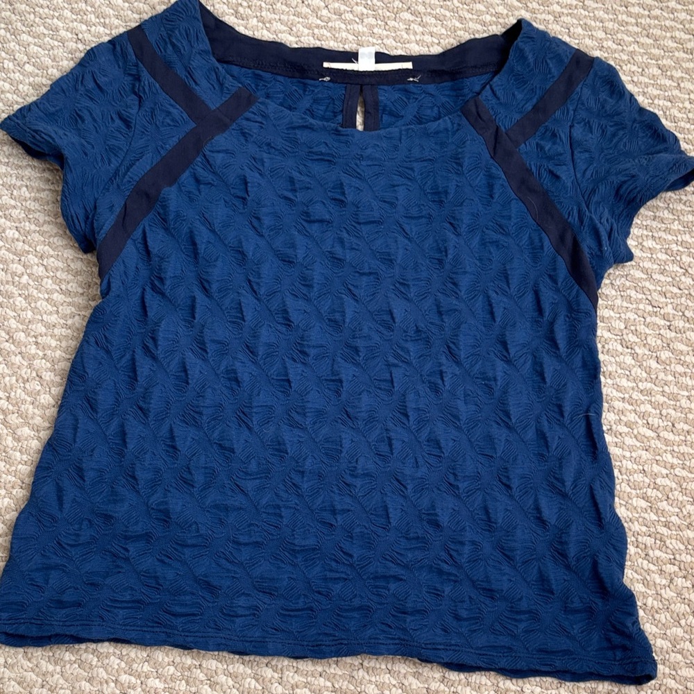 Aimee G New York Blue Textured Short Sleeve Tee